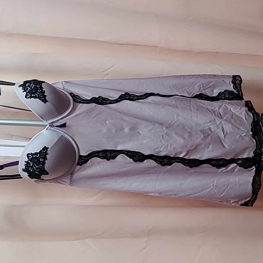 Cosmopolitan Lavender and Black Lace Bra slip